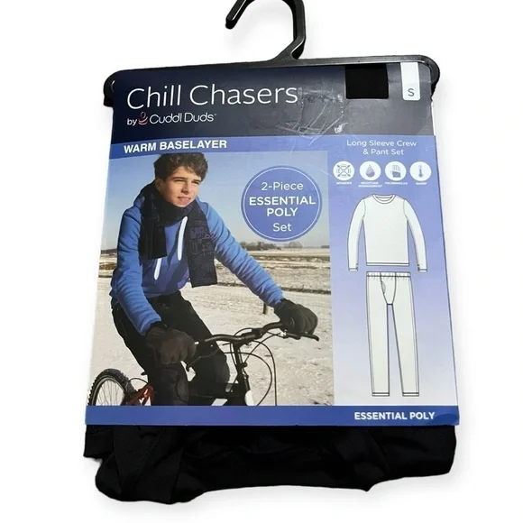 NEW Cuddl Duds Boys Black 2-pc Warm Base Layers Crew /Pant - Picture 4 of 7